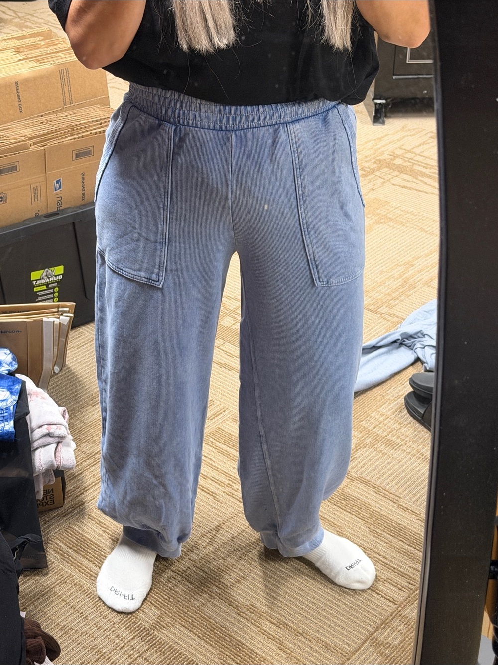 aerie Washed Blue Relaxed Cargo Joggers